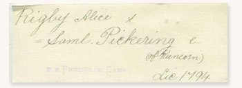 Marriage of Alice Rigby and Samuel Pickering